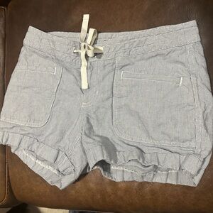 Northface Blue and White striped shorts w/button and draw string